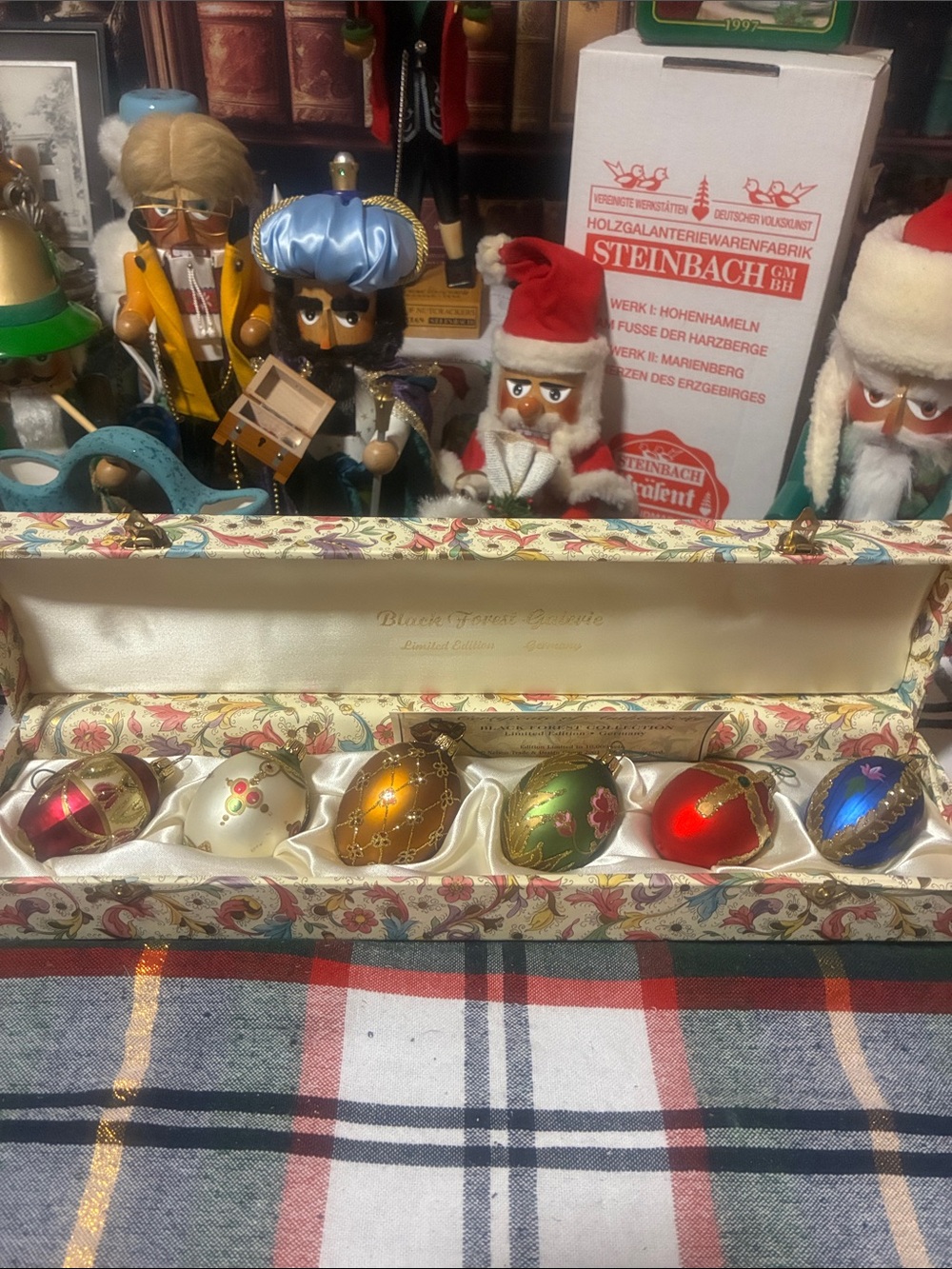 Limited Edition Black Forest Galerie. Set of 6 hand painted egg ornaments